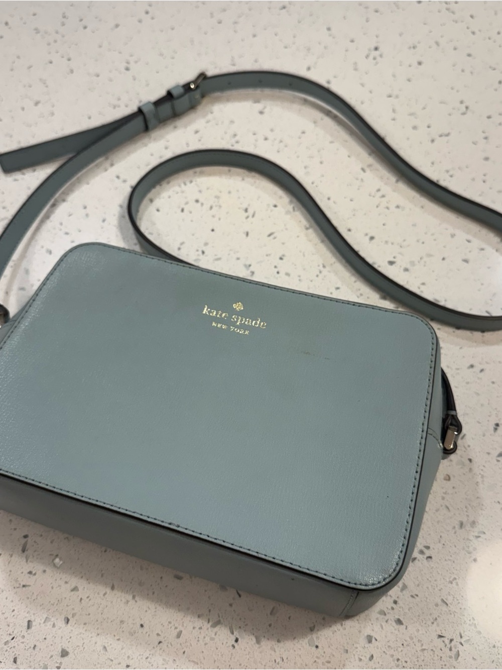 Kate Spade Harper Leather Bag Top Zip Blue  Crossbody Bag